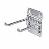 Triton Products 52313 LocHook 3-Inch Double Rod 30-Degree Bend 3/16-Inch Diameter Zinc Plated Steel Pegboard Hook for LocBoard, 5-Pack