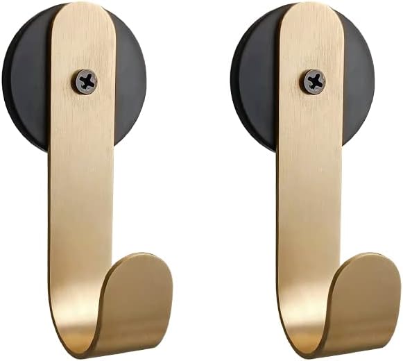 Wreath Hangers - XXhailan 2 Packs Magnetic Hooks Decorative Wreath Hanger for Front Door Magnet Hooks for Hanging Towel Coat Clothes Indoor Outdoor (Wide), Copper,Gold
