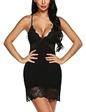 Klier Women V Neck Lingerie Set Lace Chemise Mini Teddy Sleep Dress