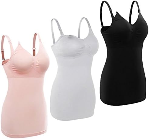 Maternity Nursing Camisole Tank Top Breastfeeding Cami Shirt with Pad Bra
