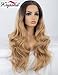 K'ryssma Ombre Blonde Lace Front Wigs Dark Roots Brown to Blonde Ombre Synthetic Wigs For Women Natural Looking Long Wavy Wig Heat Resistant 24 inch