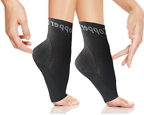 Copper Compression Gear Plantar Fasciitis Foot Sleeves Support Socks for Men and Women - Reduce Swelling, Speed Up Recovery, Get Instant Relief + Support. (1-Pair) (Large - Pair)