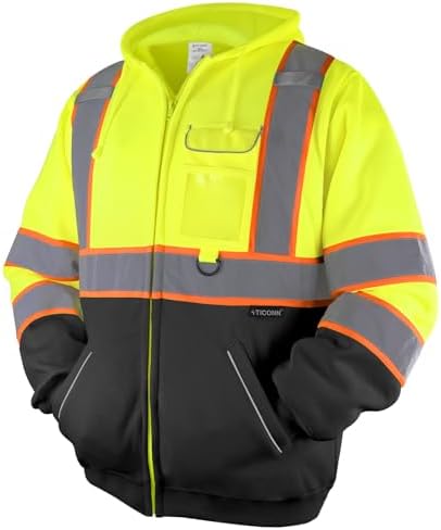 Amazon.com: Portwest Kansas Zipped Hoodie Hi Vis Visability Safety