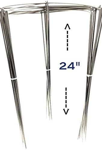 10 Pack - 24"Tall X 8"Deep X 14"Width Thick, Heavy Duty (5MM Thick) Smart opened Half Ring (24" Tall &amp; 14" Wide &amp; 1 Half Ring ) Grow Tomato Cage, Plant Support, Trellis (Silver)