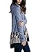 HOTAPEI Womens T Shirts Long Sleeve Casual Round Neck Floral Printed Ruffle Loose Tunic Tops Blouses Blue XL