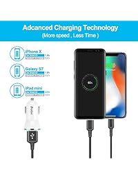 Cargador dual USB de coche, bralon 2-Pack 2,4 A rápido cargador de coche con identificación inteligente para iphone 8 X 7 6 5 (S Plus), iPad Pro Air Mini, Galaxy S8 S7 S6 Edge, LG, HTC, Moto, Kindle y más
