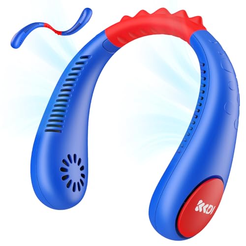 Kids Neck Fan, Portable Bladeless Neck Fan for Kids, 2600mAh Rechargeable Cooling Fan for 4-14Y Girls Boys, 4 Speeds & Lightweight Wearable Quiet Fan for Study/Camping/Travel