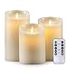 AIR ZUKER D-Cell Flameless Candles Dancing Flame Wax Pillar LED Candle, 500 Hours Lighting, Use D-Cell Battery[not-Included], 3 Pieces