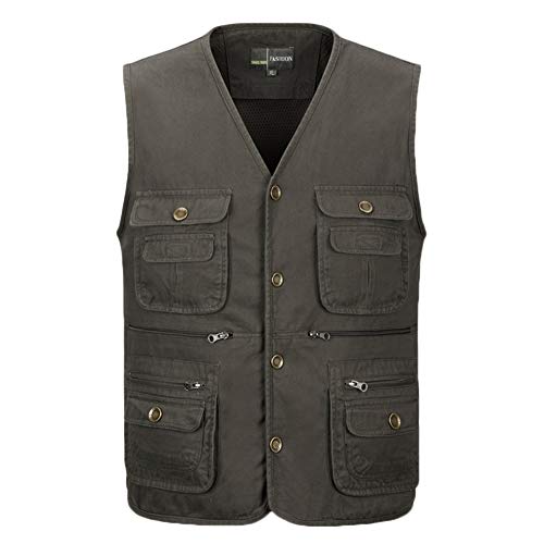 QitunC Outdoor Sport Weste Anglerweste Herren Draussen Fischenjacke Multi-Taschen Fotografie Wandern Klettern