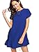 Verdusa Women's Round Neck Petal Short Sleeve Ruffle Hem Tunic Dress Blue M