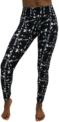 Yisqzjzj Reflex Printed Yoga Leggings Print 255 ABSTRACT PLAID Grey BlackX-Small