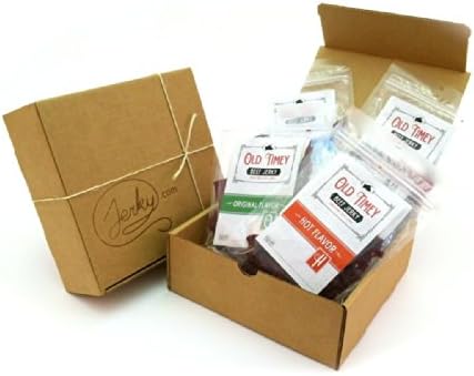 Bricktown Jerky Traditional Style Beef Jerky Gift Basket - DOUBLE MEAT - 4 - 3 oz. bags - Great Gift for Guys! - Original Beef Jerky, Peppered Beef Jerky, Teriyaki Beef Jerky, and Hot Beef Jerky