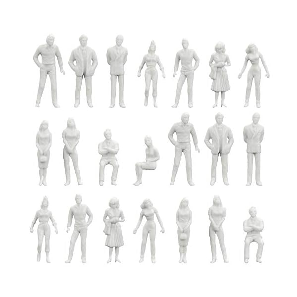 XAVSWRDE 100 Stück Menschen Modell Figuren Set 1:50 Miniaturmodell Weiße Figuren Menschliches Modell Plastik…