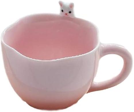 Amazon Co Jp Snaki かわいいファッション 手作り陶器 ウサギのコーヒーカップ スーツ 簡単な日本語 マグ ハンディカップ カップルギフト ピンク Home Kitchen