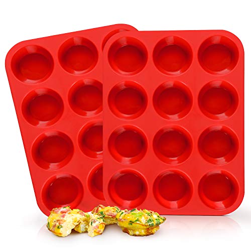 Silicone Muffin Pan Set - Regular 12 Cups Muffin Molds, Non-stick BPA Free Best Food Grade Silicone Molds, Pack of 1