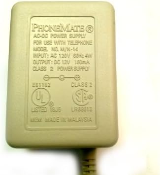 PhonemateAC-DC Adapter 12 Volts DC @ 150mA 2.1mm Angled DC Power Plug with Positive Center