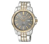 Seiko Men's Two-Tone Charcoal Dial Solar Calendar Watch