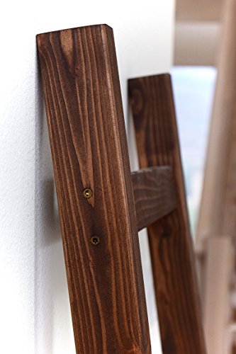 image for Bits + Bushel, 5 Ft Wooden Decorative Ladder | 4 Rung, Stained Dark Wa
