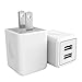 USB Wall Charger, 2-Pack 2.1A/5V Dual Port USB Plug Power Adapter Charging Cube Compatible iPhone X 8/7/6 Plus SE/5S/4S,iPad, iPod, Samsung, Android Phone -White