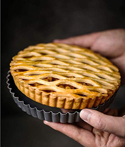 image for Tamicy 2 Pack Tart Pan with Removable Bottom（8.8 Inch & 11 Inch）-R