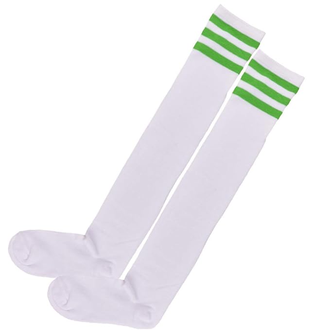 RdChicLog Mädchen Überknie Strümpfe Overknee Cheerleader College Kniestrümpfe 3 Streifen Lange Socken Sportsocken