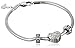 Disney Stainless Steel Heart Bead Charm 2 Stoppers Small and Medium Starter Bracelet, 7.5