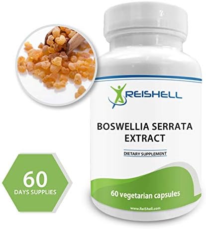 ReiShell Boswellia Serrata 600mg (S.E. 65% Boswellic Acid) with Bioperine 5mg for Superior Absorption - 60 Vegetarian Capsules
