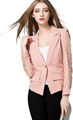 Blazers For Women Casual Work Office Solid Color Knit One Button Long Sleeve Blaze Jacket DMFS L-color1