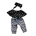Imcute Best Gift 0-3 Years Baby Girls Off Shoulder Polka Dot Top+Destroyed Ripped Jeans+Headband Clothes Outfit Set (18-24 Months, A)