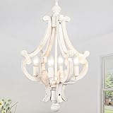 Wooden Farmhouse Chandelier 4 Lights Rustic Antique