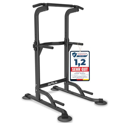 DH FitLife Klimmzugstange freistehend, Power Tower Dip Station bis 150kg