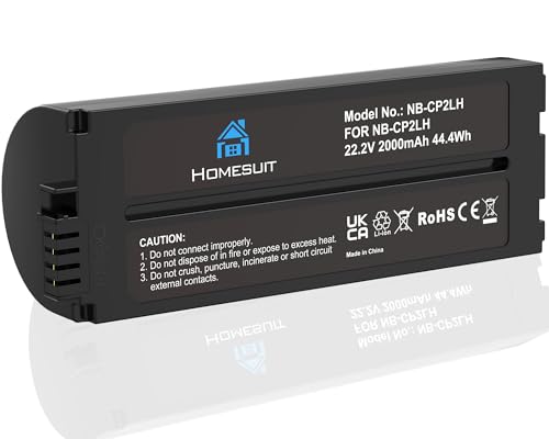 Homesuit NB-CP2L Akku 2000mAh für Canon NB-CP1L CP2L Fotodrucker Selphy CP1500, CP1300, CP1200, CP910, CP900, CP820, CP810, CP800, CP520, CP510, CP500, CP100 (1-Pack)