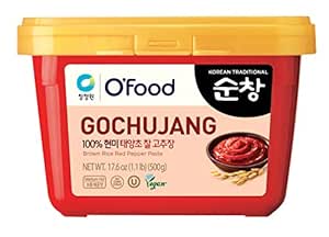 Chung Jung One O'Food Medium Hot Pepper Paste Gold (Gochujang), Chili Paste, Korean Traditional Sunchang Brown Rice Red Pepper Paste, No Corn Syrup 1.1lb, Medium Hot (500g)