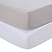 TILLYOU 2 Pack Fitted Crib Sheet Set - 100% Solid Standard Natural Cotton Toddler Bed Mattress Sheets,Standard 28”x 52”, White&Charcoal Gray