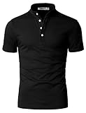 IDARBI Men's Slim Fit Casual Short Sleeve Mandarin Collar Button Henley T-Shirt
