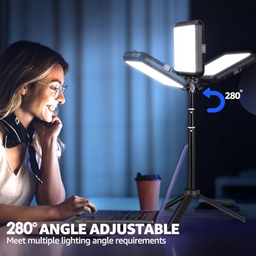 LED Photography Lighting Kit, NiceVeedi 2-Pack 8” Portable Video Light with Adjustable Tripod Stand, 2800K-6500K Dimmable Softlight Studio Light for for Zoom, Game Streaming, YouTube