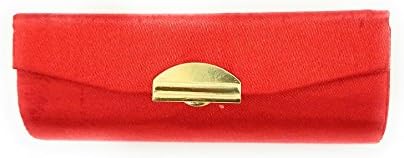 Solid Satin Lipstick Case Holder w/ Mirror (Orange)