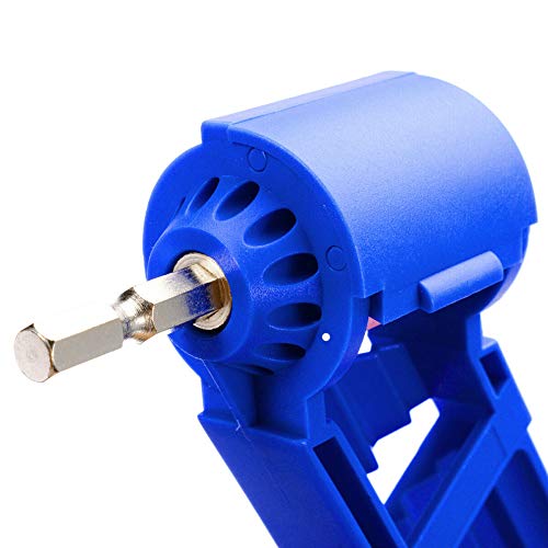 qiguch66 Drill Bit Sharpening Tool, Portable Drill Bit Grinder, Iron-Based Bit for Grinding, 2-12.5mm Drill Bit Sharpener, with Wrench and Grinding Wheel Blue
