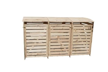 Riba Mulltonnenhaus Fur Drei 240 Liter Tonnen In Holz Natur