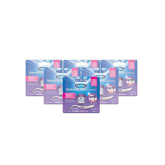 Dentek Temparin Max Repair Kit, 13+ Repairs, 2.64 Grams (Pack of 6)