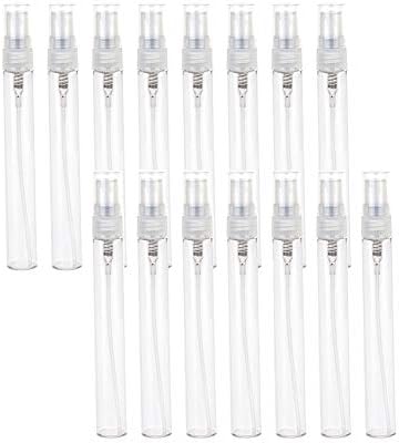 ConStore 10ml Clear Glass Fine Mist Atomizers Perfume Sample Spray Bottle Cologne Pump Sprayer Vials Cosmetic Liquid Packaging Container Essential Oils Dispenser with Clear Sprayer-15 Pack