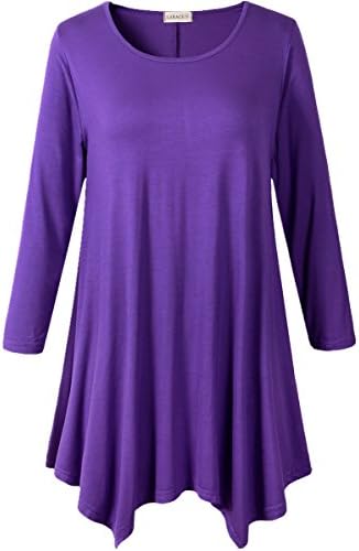 Women Plus Size 3/4 Sleeve Tunic Tops Loose Basic Shirt