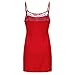 ZANZEA Women's Sexy Lingerie Lace Teddy Chemises Full Slips Sleepwear Mini Babydoll Nightgown G-String Red 4