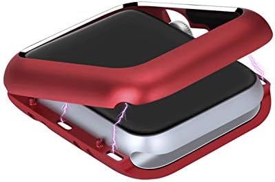 UNIYA Case for Apple Watch Series 6/SE/Series 5/ Series 4 44mm, Magnetic Adsorption Aluminum Metal Frame Screen Protector iWatch Series 6/SE/Series 5/ Series 4 Case (44mm, Red)
