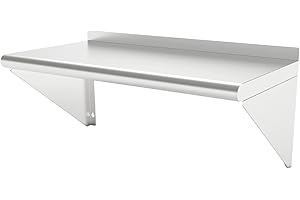 STEELBUS 12''x36'' Wall Mounted Stainless Steel Shelf NSF Commercial Metal Wall Mount Floating Shelving for Kitchen, Restaurant, Food Truck,Garage,Home & Hotel ...