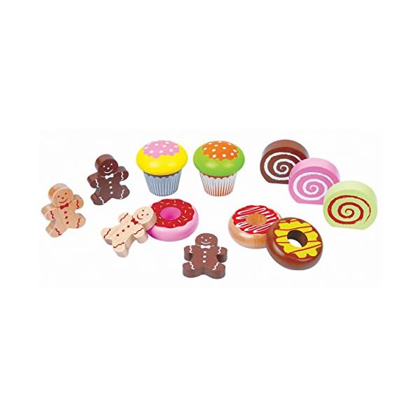 New Classic Toys 30623 LELIN Holz Kuchen Auswahl Preten Play für Kinder, Mehrfarbig – Bild 3