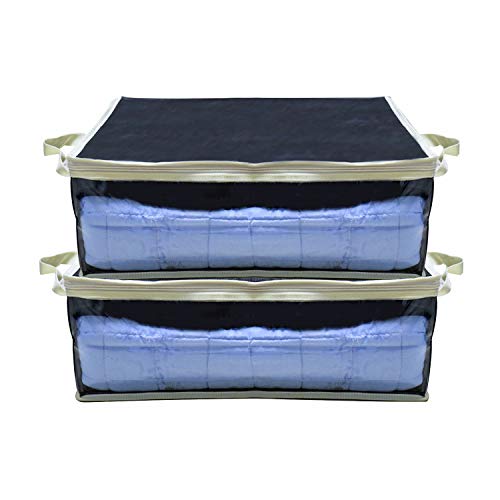 YOOFAN Clothes Blanket Storage Bag, Household Home Organizers Tidy up Closets, Blankets, Shelves, Heavy Fabric Create Extra Storage Space with Clear Window, Anti-Mold (2Pcs)