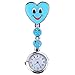 Polytree 2pcs Women's Smile Faces Heart Clip-on Pendant Nurse Fob Brooch Pocket Watch (Blue Green)