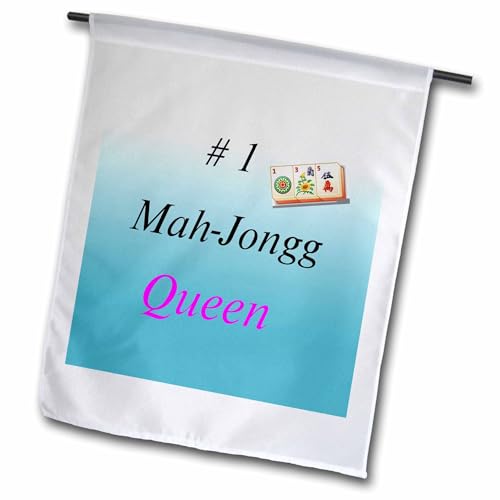 3dRose fl_315292 Flag, Image of Words Number 1 Mah Jongg Queen with Tiles On Aq…
