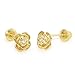 14k Gold Plated Brass Rose Cubic Zirconia Screwback Baby Girls Earrings with Sterling Silver Post